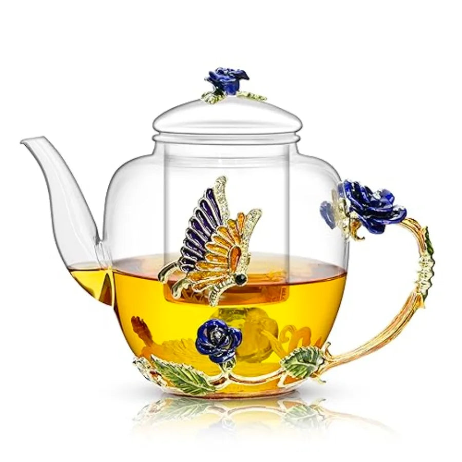 Floral Glass Teapot
