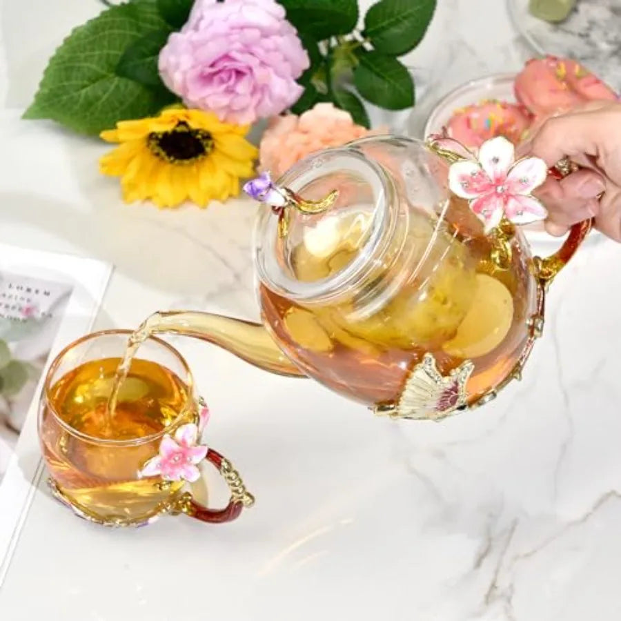 Floral Glass Teapot