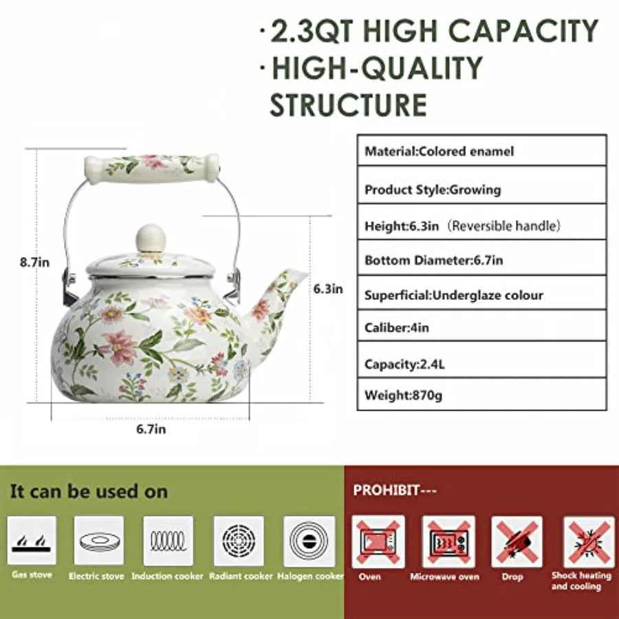 Floral Enamel Tea Kettle