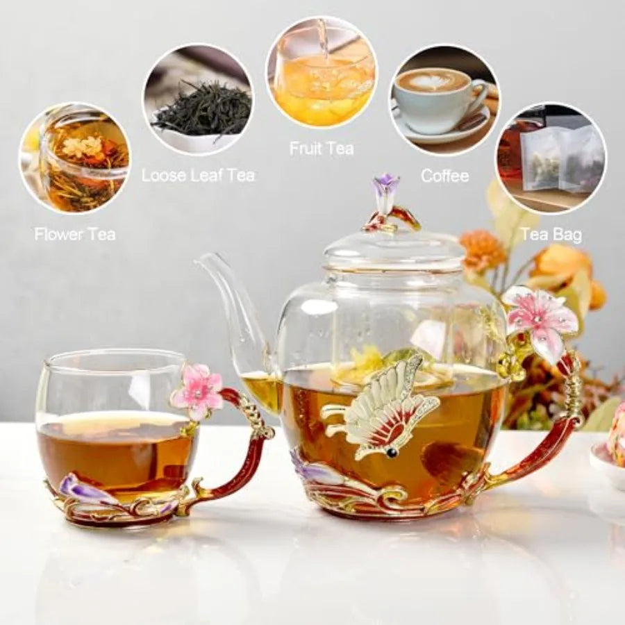 Floral Glass Teapot